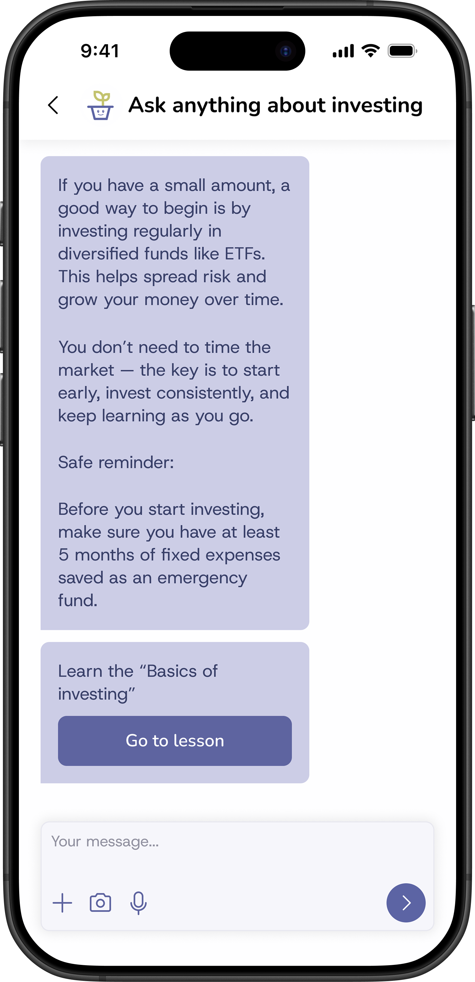Easy Peasy app screen: AI Chatbot